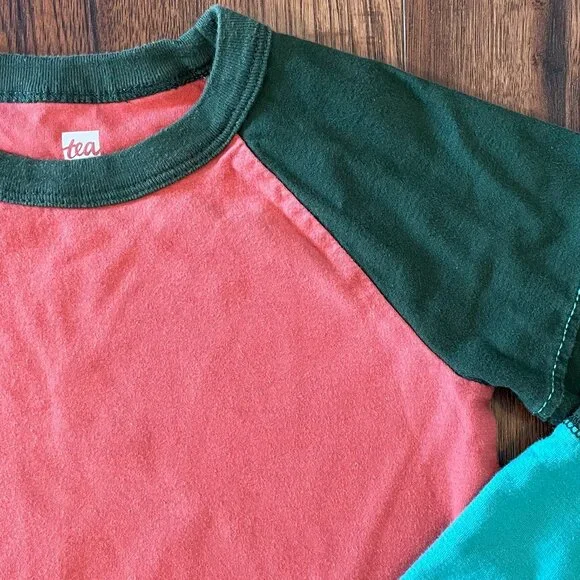 Tea Collection Long Sleeve Colorblock Tee, Size 3 - Picture 2 of 5